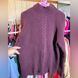 Lululemon Bring the Cozy turtleneck cable knit sweater in a maroon